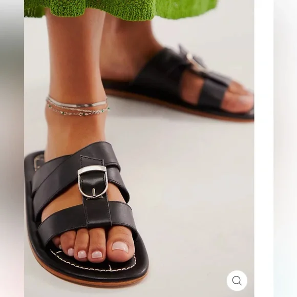 FREE PEOPLE SLOAN BUCKLE SANDALS - BLACK - Picture 3 of 8